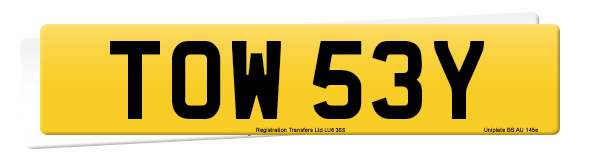 Registration number TOW 53Y
